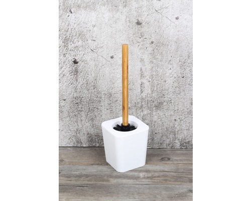 Toiletborstel met houder van bamboe en kunststof