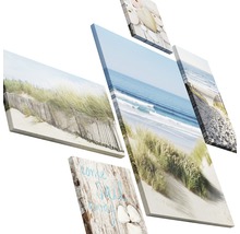 Meerdelige wanddecoratie met strandmotieven voor een maritieme sfeer