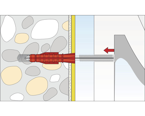 Illustratie van een plugbevestiging in een muur