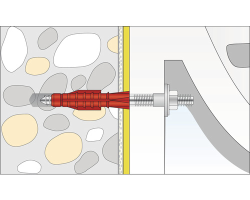 Illustratie van een plugbevestiging in een muur