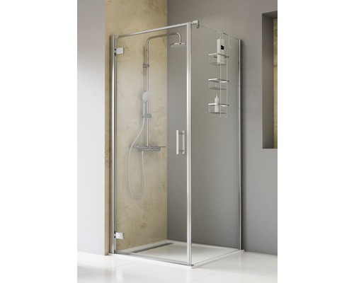 SCHULTE Douchecabine vierkant draaideur Toura Plus 80x200 cm chroom Douchecabine met doucheset en planchet in de badkamer
