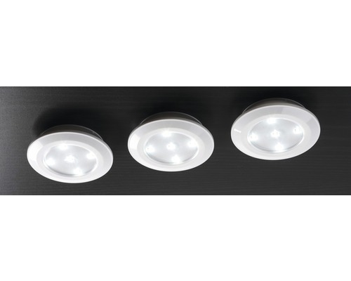 Drie ronde led onderbouwlampen met elk drie leds