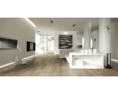 Lichte woonkamer met houten vloer, witte meubels en moderne decoratie