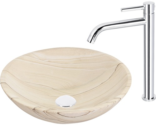 Wastafel van keramiek met kraan