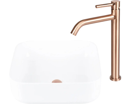 Wastafel met opzetwastafel en kraan