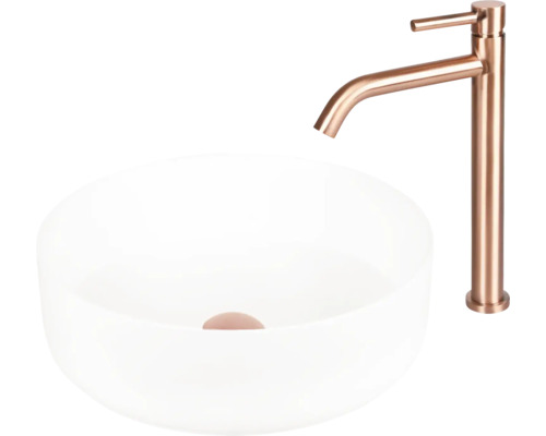 Opzetwastafel van sanitair keramiek met kraan