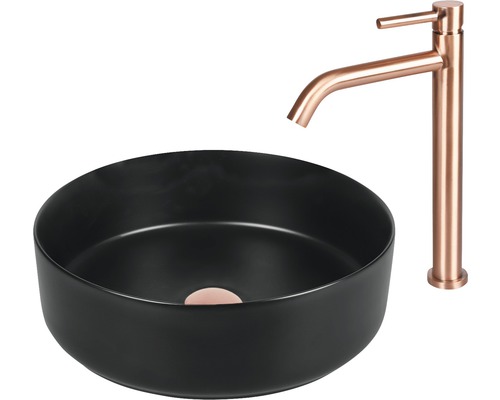 Ronde keramische waskom met kraan