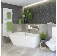 Badkamer met bad, toilet, radiator en planten