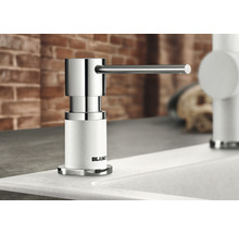 Blanco zeepdispenser van chroom en kunststof