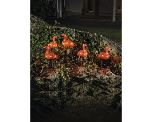 Decoratieve flamingo tuinpluggen, groep van vijf