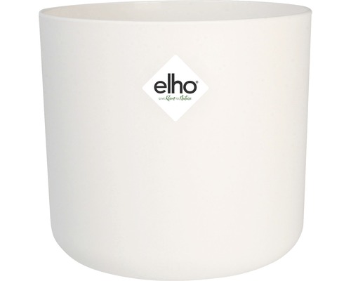 Witte bloempot met Elho logo