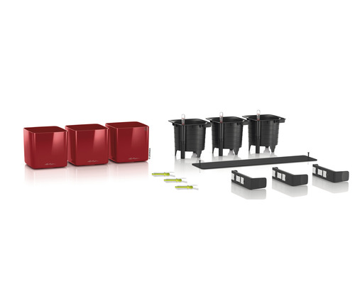 Lechuza Cube Glossy Triple plantenbakset met watergeefsysteem