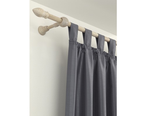 Gordijnroede met lusophanging en grijs gordijn