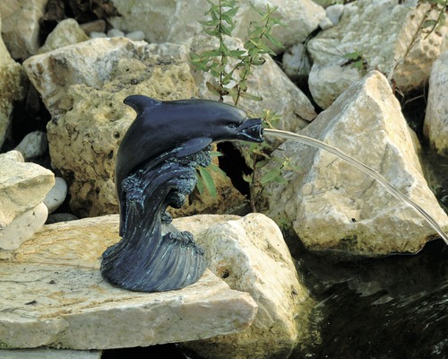 Decoratieve dolfijn tuin fontein figuur van kunststeen
