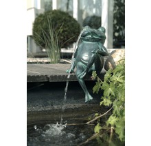 Kikkerfiguur als waterspuwer bij de tuinvijver