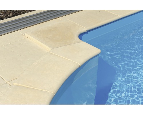 Zwembadomranding bekkenrandsteen Bergerac Romeinse trap rechts Champagne 35 x 35 x 3,2 cm