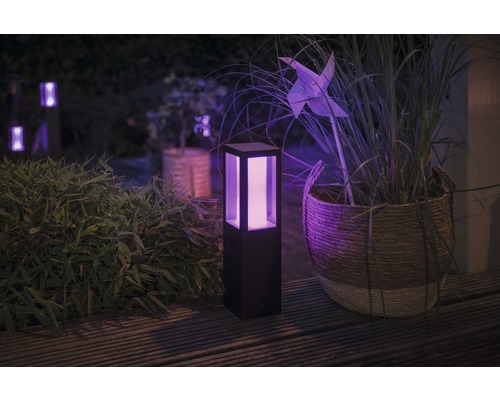 Tuinlandschap met lamp, windmolen en beplanting