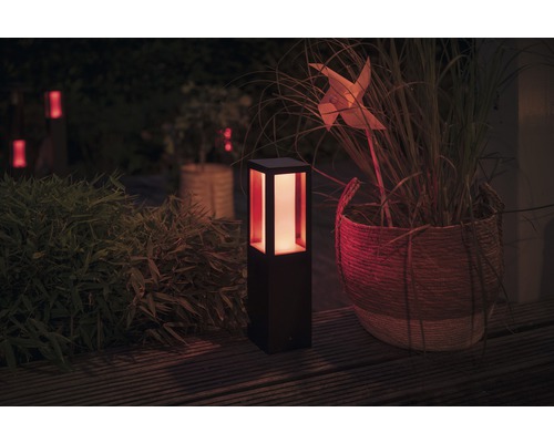 Tuinverlichting met lamp en decoratie op houten terras