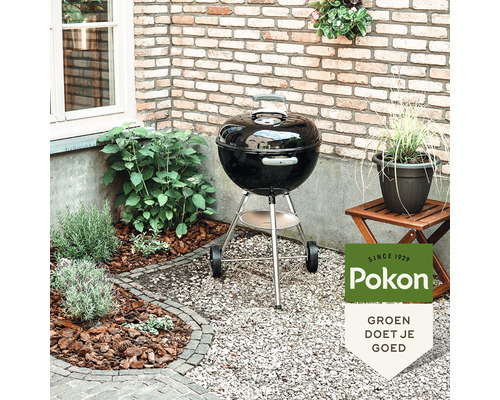 Bolbarbecue buiten met plantendecoratie