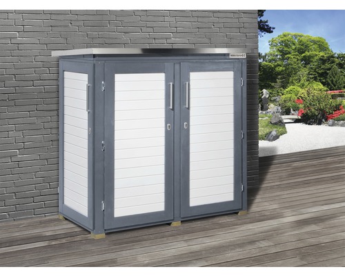 Houten tuinkast met twee deuren en lamellen