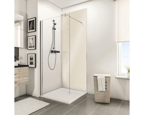 SCHULTE Douche achterwand 210x100 cm créme beige Badkamer met douchecabine, douchebak, wastafel en wasmand