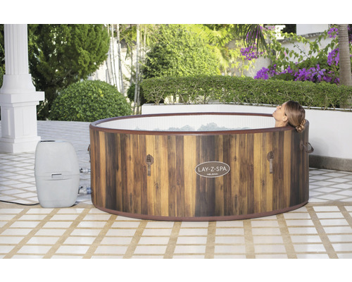 Opblaasbare Lay-Z-Spa Helsinki whirlpool met houten bekleding en bedieningselement