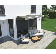 Cassettezonnescherm Quadra 2,5x1,5 stof uni grijs, frame RAL 9006 wit aluminium incl. motor, afstandsbediening en indirect dimbare LED-verlichting-thumb-8