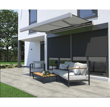 Cassettezonnescherm Quadra 2,5x1,5 stof uni grijs, frame RAL 9006 wit aluminium incl. motor, afstandsbediening en indirect dimbare LED-verlichting-thumb-7