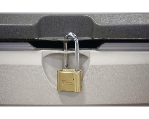 Hangslot bevestigd aan een opbergbox