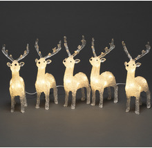 Vijf verlichte rendierfiguren als kerstdecoratie
