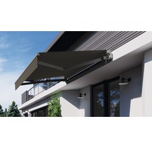 Knikarmscherm 2x1,5 stof uni grijs met lotuseffect, frame RAL 9006 wit aluminium-thumb-3