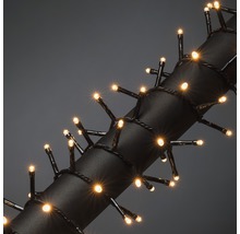 Lichtsnoer met kleine, warmwitte lichtjes en zwarte kabel.