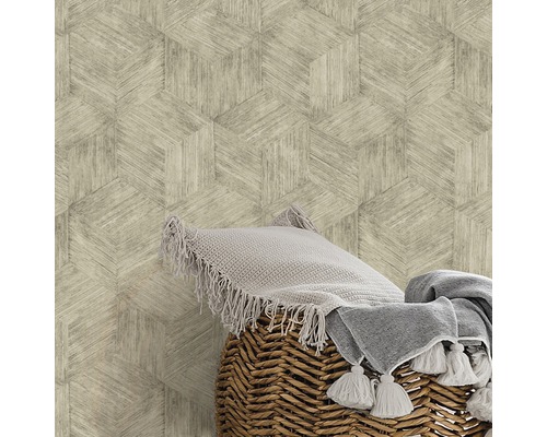 Behang met geometrisch ontwerp dat houtstructuur imiteert