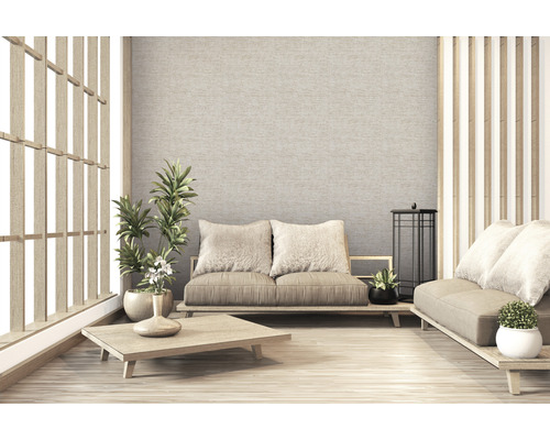 Licht interieur in Japanse stijl met banken, salontafel en kamerplanten