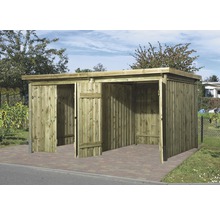 Houten fietsenhok met twee compartimenten en deur