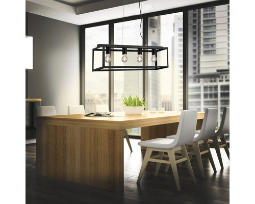 BRILONER Hanglamp Black Steel 4-lichts zwart BRILONER Hanglamp Black Steel 4-lichts zwart