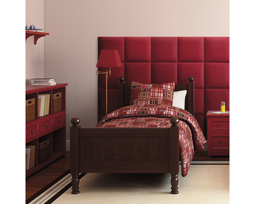 MOLLIS Wandkussen Matt Velvet donkerrood 30x30 cm Kinderkamer met bed, gestoffeerd hoofdeinde en nachtkastje