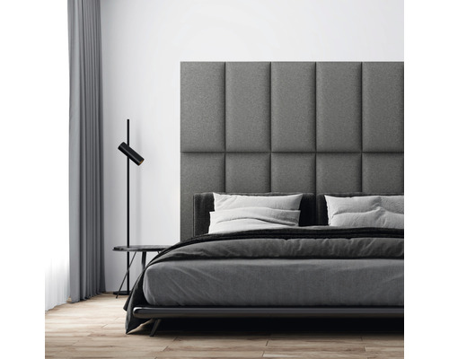 MOLLIS Wandkussen Solid donkergrijs 30x60 cm Slaapkamer met een bed en een gestoffeerd hoofdeinde