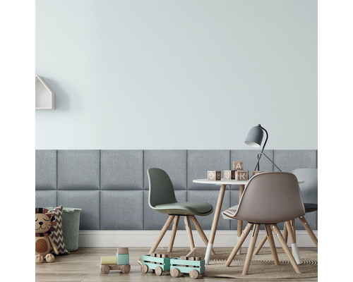 MOLLIS Wandkussen Salva pastelblauw 30x30 cm Kinderkamer met akoestische panelen, tafel en stoelen