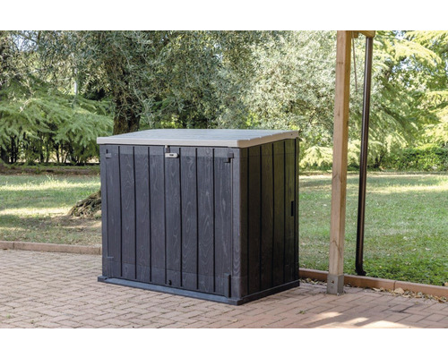 Kunststof tuinkast met houtstructuur voor buiten