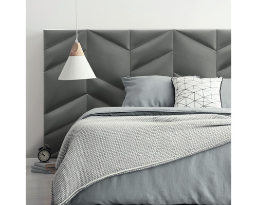 MOLLIS Wandkussen Riviera donkergrijs links 30x15 cm Slaapkamer met gestoffeerd hoofdeinde, beddengoed en hanglamp