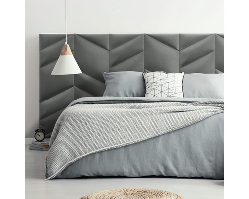MOLLIS Wandkussen Riviera donkergrijs rechts 30x15 cm Grijze slaapkamer met gestoffeerd hoofdeinde en bedlamp