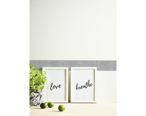 Decoratieve border op een muur met twee afbeeldingen, plant en limoenen