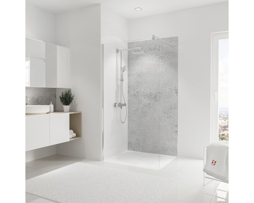 SCHULTE Douche achterwand 210x100 cm steen-lichtgrijs Badkamer met douchewand, wastafel en badkamermeubels in een helder ontwerp