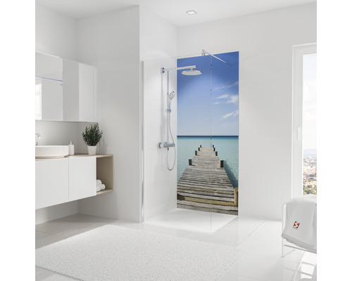 SCHULTE Douche achterwand 210x100 cm steiger-Malediven Badkamer met douchecabine en strandmotief