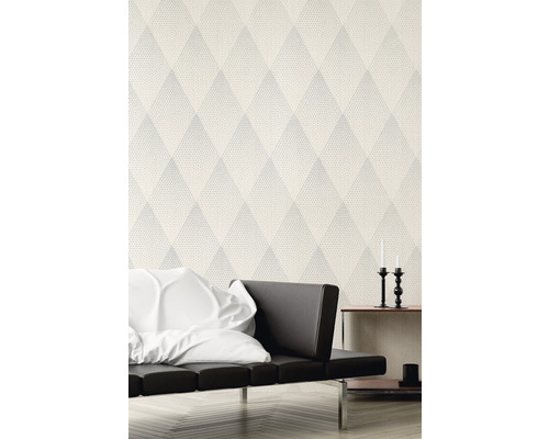 Behang met geometrisch ruitpatroon in de woonkamer