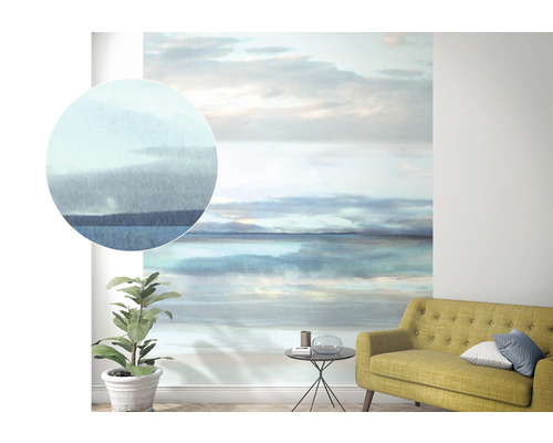 Wanddecoratie met landschapmotief in een woonkamer