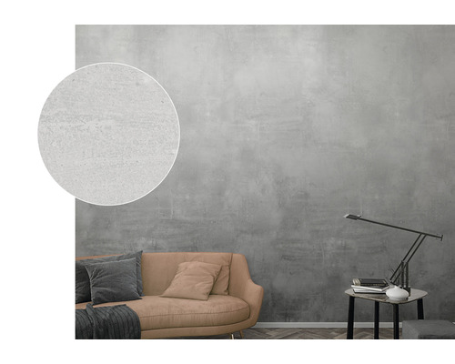 Grijze betonlook behang in woonkameromgeving