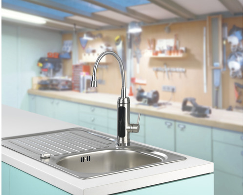 Spoelbakmengkraan met flexibele uitloop en spoelbak