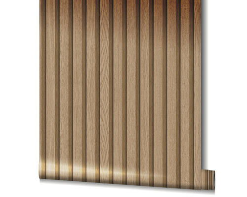 Behang met houten lambrisering look op een rol